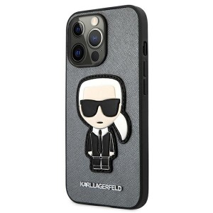 Karl Lagerfeld KLHCP13XOKPG iPhone 13Pro Max 6,7" srebrny/silver hardcase Saffiano Ikonik Karl`s Patch