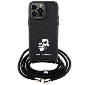 Karl Lagerfeld KLHCP13XSAKCPSK iPhone13 Pro Max 6.7" hardcase czarny/black Crossbody Saffiano Metal Pin Karl & Choupette