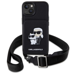 Karl Lagerfeld KLHCP14MCSAKCPMK iPhone 14 Plus / 15 Plus 6.7" hardcase czarny/black Crossbody Saffiano Karl & Choupette