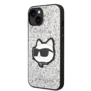 Karl Lagerfeld KLHCP14SG2CPS iPhone 14 / 15 / 13 6,1" srebrny/silver hardcase Glitter Choupette Patch