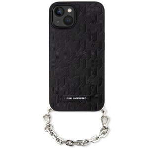 Karl Lagerfeld KLHCP14SSACKLHPK iPhone 14 / 15 / 13 6.1" czarny/black hardcase Saffiano Monogram Chain