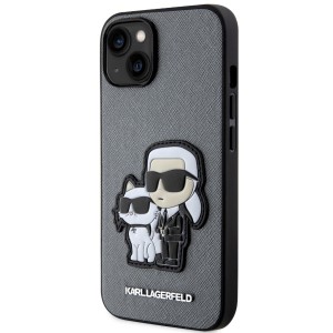 Karl Lagerfeld KLHCP14SSANKCPG iPhone 14/ 15 / 13 6.1" hardcase srebrny/silver Saffiano Karl & Choupette