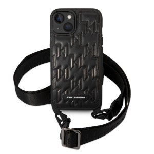 Karl Lagerfeld KLHCP14SSTMMK iPhone 14 / 15 / 13 6,1" hardcase czarny/black Monogram Plaque Logo Strap