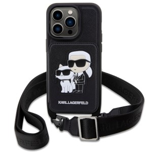 Karl Lagerfeld KLHCP14XCSAKCPMK iPhone14 Pro Max 6.7" hardcase czarny/black Crossbody Saffiano Karl & Choupette
