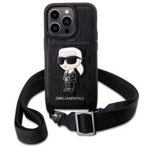 Karl Lagerfeld KLHCP14XCSAKHPKK iPhone14 Pro Max 6.7" hardcase czarny/black Crossbody Saffiano Monogram Ikonik