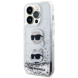 Karl Lagerfeld KLHCP14XLDHKCNS iPhone 14Pro Max 6.7" srebrny/silver hardcase Liquid Glitter Karl & Choupette Heads