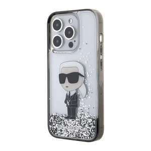 Karl Lagerfeld KLHCP15LLKKNSK iPhone 15 Pro 6.1" transparent hardcase Liquid Glitter Ikonik