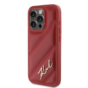 Karl Lagerfeld KLHCP15LPQDSMGR iPhone 15 Pro 6.1" czerwony/red hardcase Diagonal Quilted Script