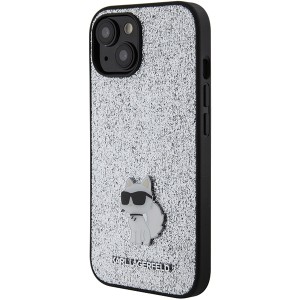 Karl Lagerfeld KLHCP15SGCNPSG iPhone 15 / 14 / 13 6.1" srebrny/silver hardcase Fixed Glitter Choupette Logo Metal Pin