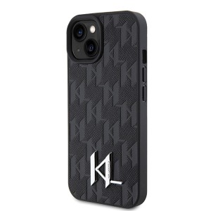 Karl Lagerfeld KLHCP15SPKLPKLK iPhone 15 / 14 / 13 6.1" czarny/black hardcase Leather Monogram Hot Stamp Metal Logo