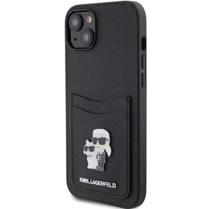 Karl Lagerfeld KLHCP15SSAPKCNPK iPhone 15 / 14 / 13 6.1" czarny/black hardcase Saffiano Cardslot Karl&Choupette Metal Pin