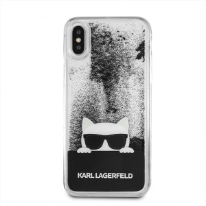 Karl Lagerfeld KLHCPXCHPEEBK iPhone Xblack/czarny hard case Liquid Glitter