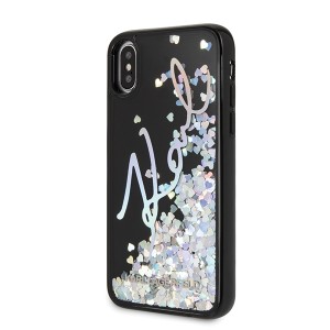 Karl Lagerfeld KLHCPXKSIGMU iPhone X/Xsczarny/black hard case Signature Liquid Glitter Sequins
