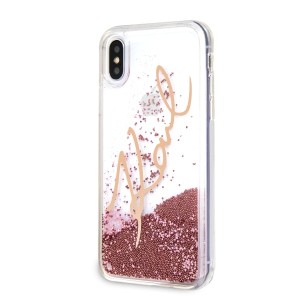 Karl Lagerfeld KLHCPXSGPI iPhone X/Xsróżowo-złoty/pink gold hard case Signature Liquid Glitter