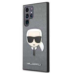 Karl Lagerfeld KLHCS22LSAKHSL S908 S22Ultra srebrny/silver hardcase Saffiano Ikonik Karl`s Head