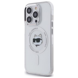 Karl Lagerfeld KLHMP14LHLSCHH iPhone 14  Pro 6.1" biały/white hardcase IML Metal Choupette Head MagSafe