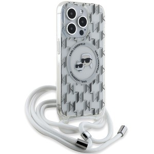 Karl Lagerfeld KLHMP15LHCKCKLCT iPhone15 Pro 6.1" transparent hardcase IML Crossbody Monogram Karl & Choupette Head MagSafe