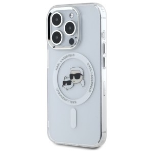 Karl Lagerfeld KLHMP15LHLSKCH iPhone 15  Pro 6.1" biały/white hardcase IML Metal Karl&Choupette Head MagSafe
