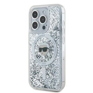 Karl Lagerfeld KLHMP15LLGKISGH iPhone15 Pro 6.1" hardcase transparent Liquid Glitter Karl Head Magsafe