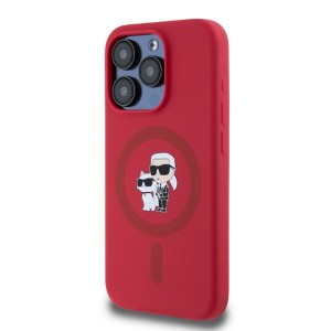 Karl Lagerfeld KLHMP15LSCMKCRHR iPhone 15 Pro 6.1" czerwony/red hardcase Silicone Karl&Choupette Heads Ring MagSafe