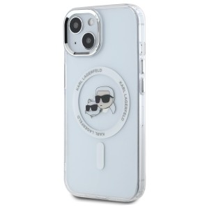 Karl Lagerfeld KLHMP15SHLSKCH iPhone 15  6.1" biały/white hardcase IML Metal Karl&Choupette Head MagSafe