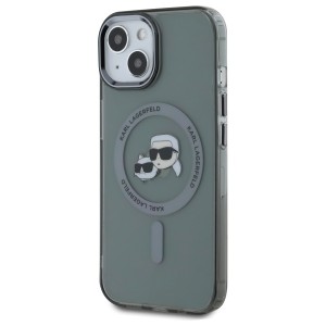 Karl Lagerfeld KLHMP15SHLSKCK iPhone 15  6.1" czarny/black hardcase IML Metal Karl&Choupette Head MagSafe