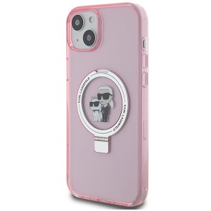 Karl Lagerfeld KLHMP15SHMRSKCP iPhone 15 / 14 / 13 6.1" różowy/pink hardcase Ring Stand Karl&Choupettte MagSafe