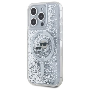 Karl Lagerfeld KLHMP15XLGKCSGH iPhone15 Pro Max 6.7" hardcase transparent Liquid Glitter Karl&Choupette Head Magsafe