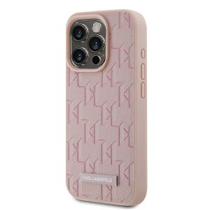 Karl Lagerfeld KLHMP15XPKHPORPP iPhone 15 Pro Max 6.7" hardcase różowy/pink Leather Monogram Metal Logo MagSafe