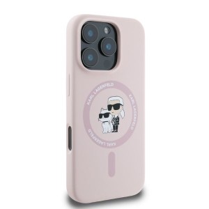 Karl Lagerfeld KLHMP16LSCMKCRHP iPhone 16 Pro 6.3" różowy/pink hardcase Silicone Karl&Choupette Ring MagSafe
