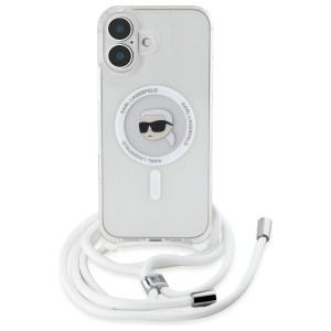 Karl Lagerfeld KLHMP16SHCKHNT iPhone 16  6.1" hardcase transparent Crossbody IML Karl Head Magsafe