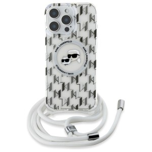 Karl Lagerfeld KLHMP16XHCKCKLCT iPhone   16 Pro Max 6.9" transparent hardcase IML Crossbody Monogram Karl & Choupette Head MagSafe