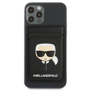 Karl Lagerfeld KLWMSKHSFBK Wallet CardSlot Saffiano Karl`s Head MagSafe czarny/black