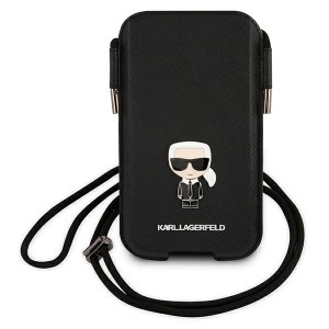 Karl Lagerfeld Torebka KLHCP12LOPHKMK    6,7" czarny/black hardcase Saffiano Ikonik Karl`s